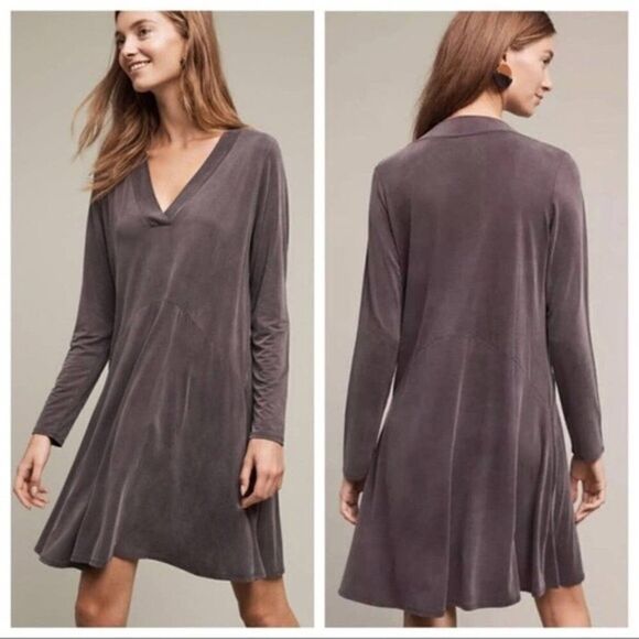 Anthropologie Dolan Left Coast Collection Plum Long Sleeve Swing Dress Small - Picture 1 of 13